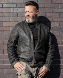 Milwaukee Leather Vintage SFM1808 Men's Black Leather Seamed Shoulder Zipper Front Jacket