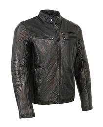 Milwaukee Leather SFM1809 Men's Two-Tone Euro Collar Café Style Leather Jacket