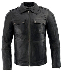 Milwaukee Leather SFM1810 Men's Black Lamsbkin Patch Pocket Leather Jacket