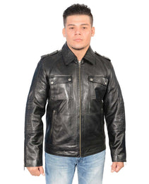 Milwaukee Leather SFM1810 Men's Black Lamsbkin Patch Pocket Leather Jacket