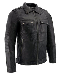 Milwaukee Leather SFM1810 Men's Black Lamsbkin Patch Pocket Leather Jacket