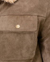 Milwaukee Leather Vintage SFM1811 Men's Classic Taupe Suede Leather Fashion Coat Jacket w/ Plush Sherpa Inside Lining