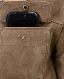 Milwaukee Leather Vintage SFM1811 Men's Classic Taupe Suede Leather Fashion Coat Jacket w/ Plush Sherpa Inside Lining