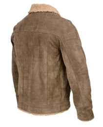 Milwaukee Leather Vintage SFM1811 Men's Classic Taupe Suede Leather Fashion Coat Jacket w/ Plush Sherpa Inside Lining