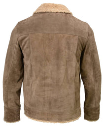 Milwaukee Leather Vintage SFM1811 Men's Classic Taupe Suede Leather Fashion Coat Jacket w/ Plush Sherpa Inside Lining