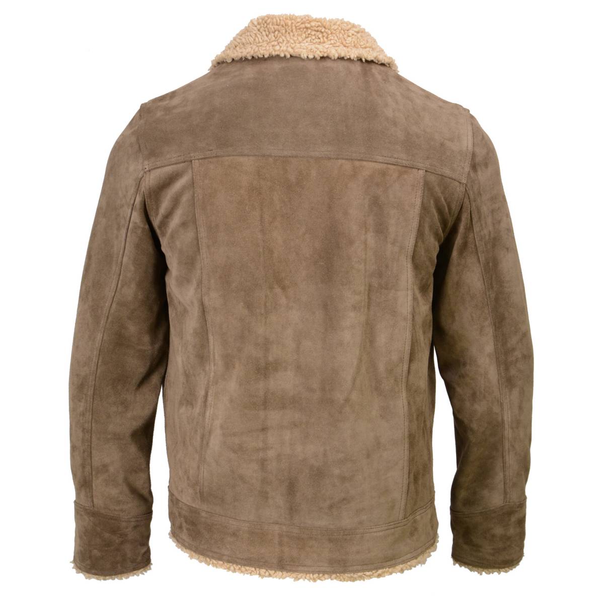Milwaukee Leather Vintage SFM1811 Men's Classic Taupe Suede Leather Fashion Coat Jacket w/ Plush Sherpa Inside Lining