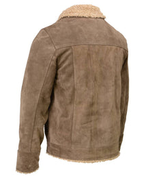 Milwaukee Leather Vintage SFM1811 Men's Classic Taupe Suede Leather Fashion Coat Jacket w/ Plush Sherpa Inside Lining
