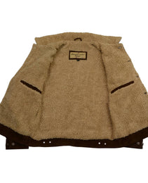 Milwaukee Leather Vintage SFM1817 Men's Brown Suede Leather Fashion Coat Jacket w/ Plush Sherpa Inside Lining