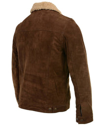 Milwaukee Leather Vintage SFM1817 Men's Brown Suede Leather Fashion Coat Jacket w/ Plush Sherpa Inside Lining