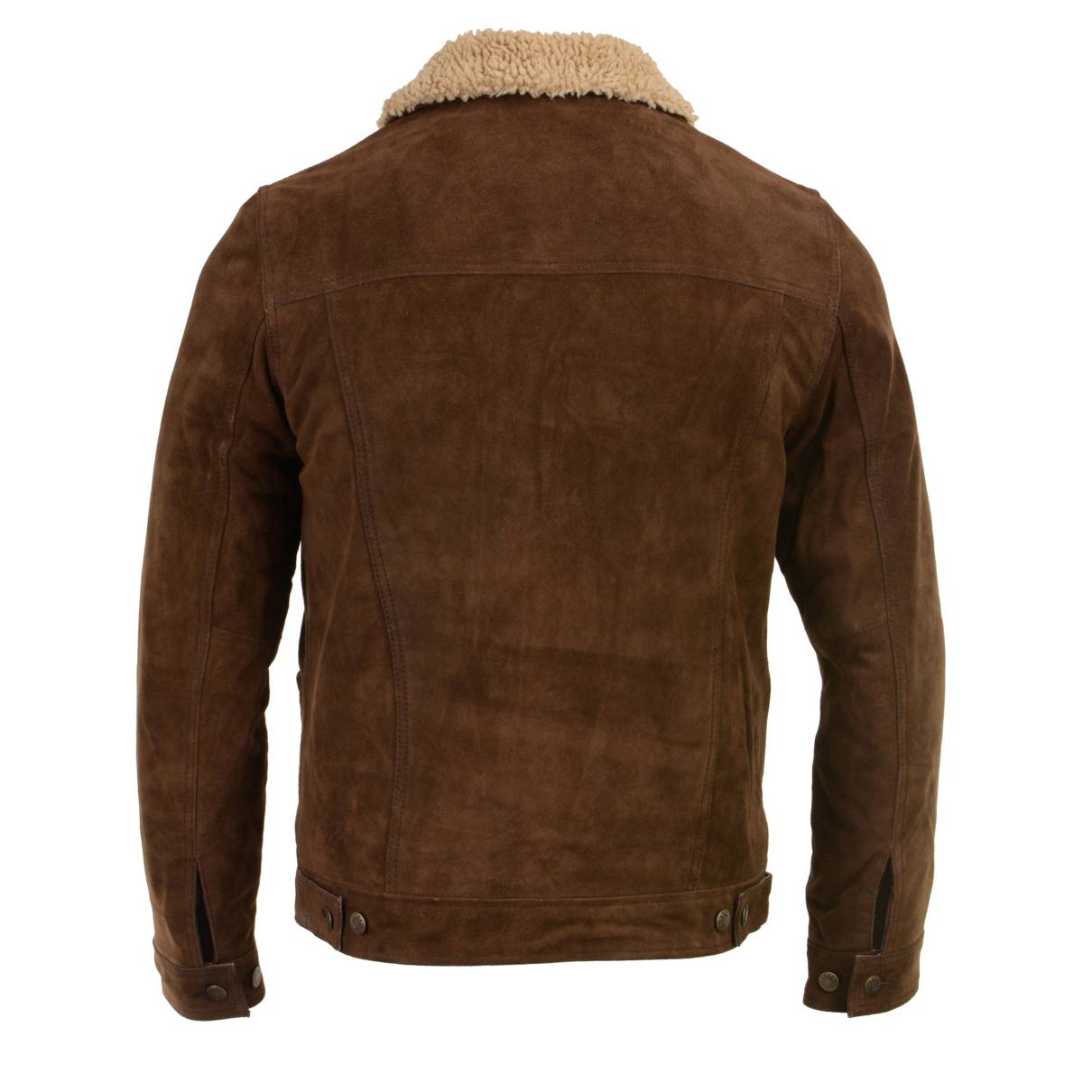 Milwaukee Leather Vintage SFM1817 Men's Brown Suede Leather Fashion Coat Jacket w/ Plush Sherpa Inside Lining