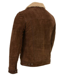 Milwaukee Leather Vintage SFM1817 Men's Brown Suede Leather Fashion Coat Jacket w/ Plush Sherpa Inside Lining