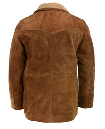 Milwaukee Leather Vintage SFM1819 Men's Western Style Long Brown Suede Leather Fashion Coat Jacket