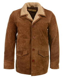 Milwaukee Leather Vintage SFM1819 Men's Western Style Long Brown Suede Leather Fashion Coat Jacket