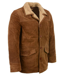 Milwaukee Leather Vintage SFM1819 Men's Western Style Long Brown Suede Leather Fashion Coat Jacket