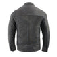 Milwaukee Leather SFM1830 Men's 'Cafe Racer' Triple Stitch Black and Grey Leather Jacket