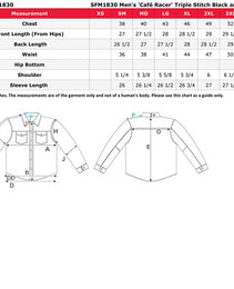 Milwaukee Leather SFM1830 Men's 'Cafe Racer' Triple Stitch Black and Grey Leather Jacket