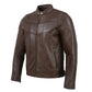 Milwaukee Leather SFM1835 Men's Brown ‘Cafe Racer’ Leather Jacket with Snap Button Collar