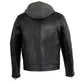 Milwaukee Leather SFM1845 Men's Black Fashion Casual Leather Jacket with Removable Hoodie