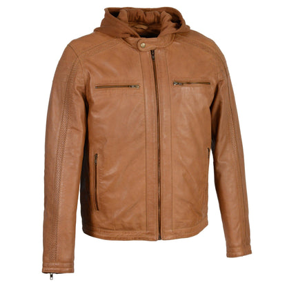 Milwaukee Leather SFM1845 Men's Saddle Fashion Casual Leather Jacket with Removable Hoodie