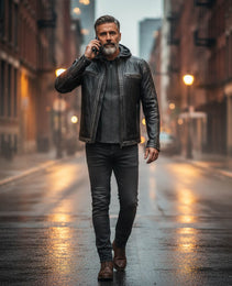 Milwaukee Leather SFM1846 Men's Black Fashion Casual Leather Jacket with Removable Hoodie