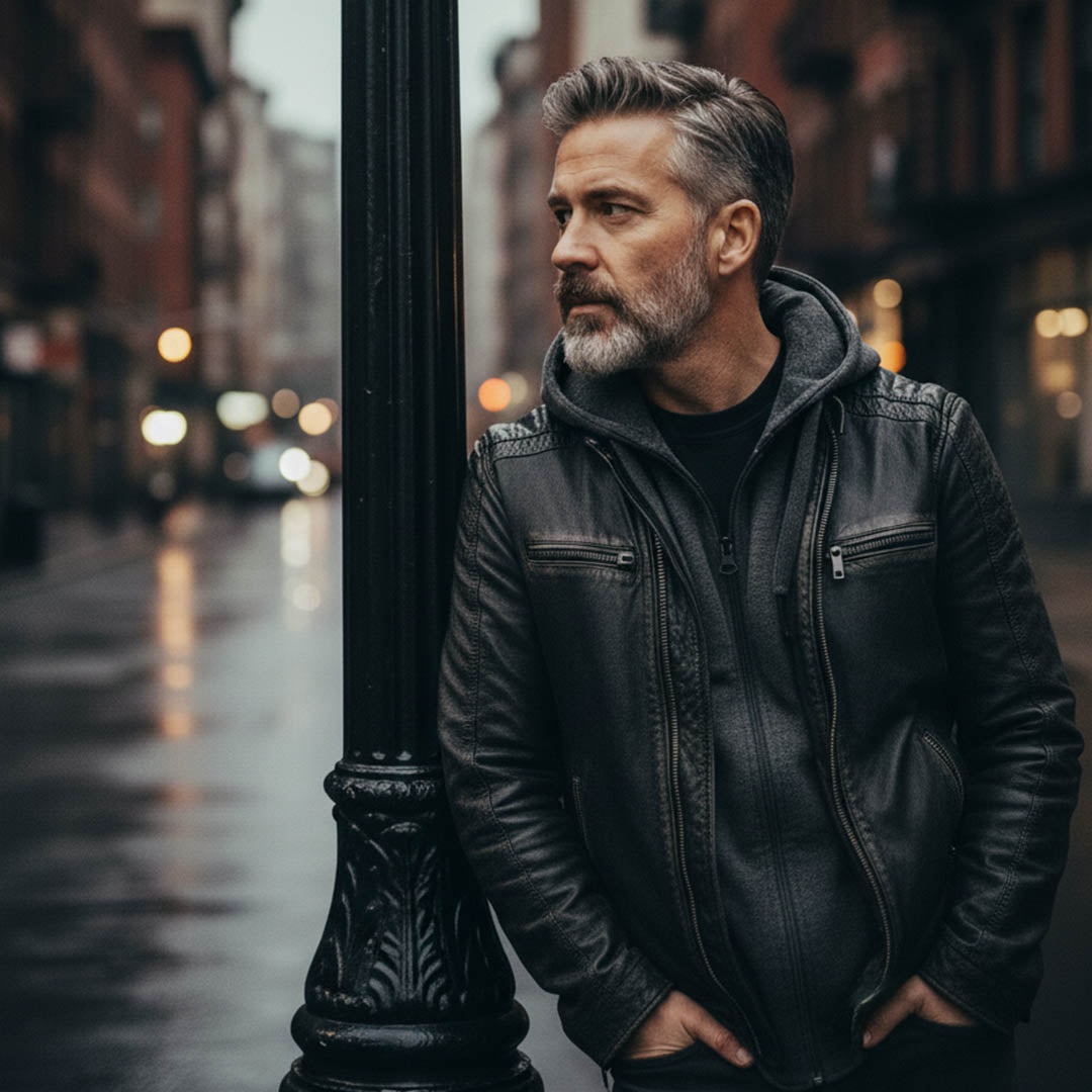 Milwaukee Leather SFM1846 Men's Black Fashion Casual Leather Jacket with Removable Hoodie