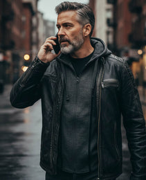 Milwaukee Leather SFM1846 Men's Black Fashion Casual Leather Jacket with Removable Hoodie