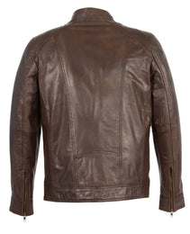Milwaukee Leather Men's Broken Brown Leather Jacket with Front Zipper Closure SFM1860
