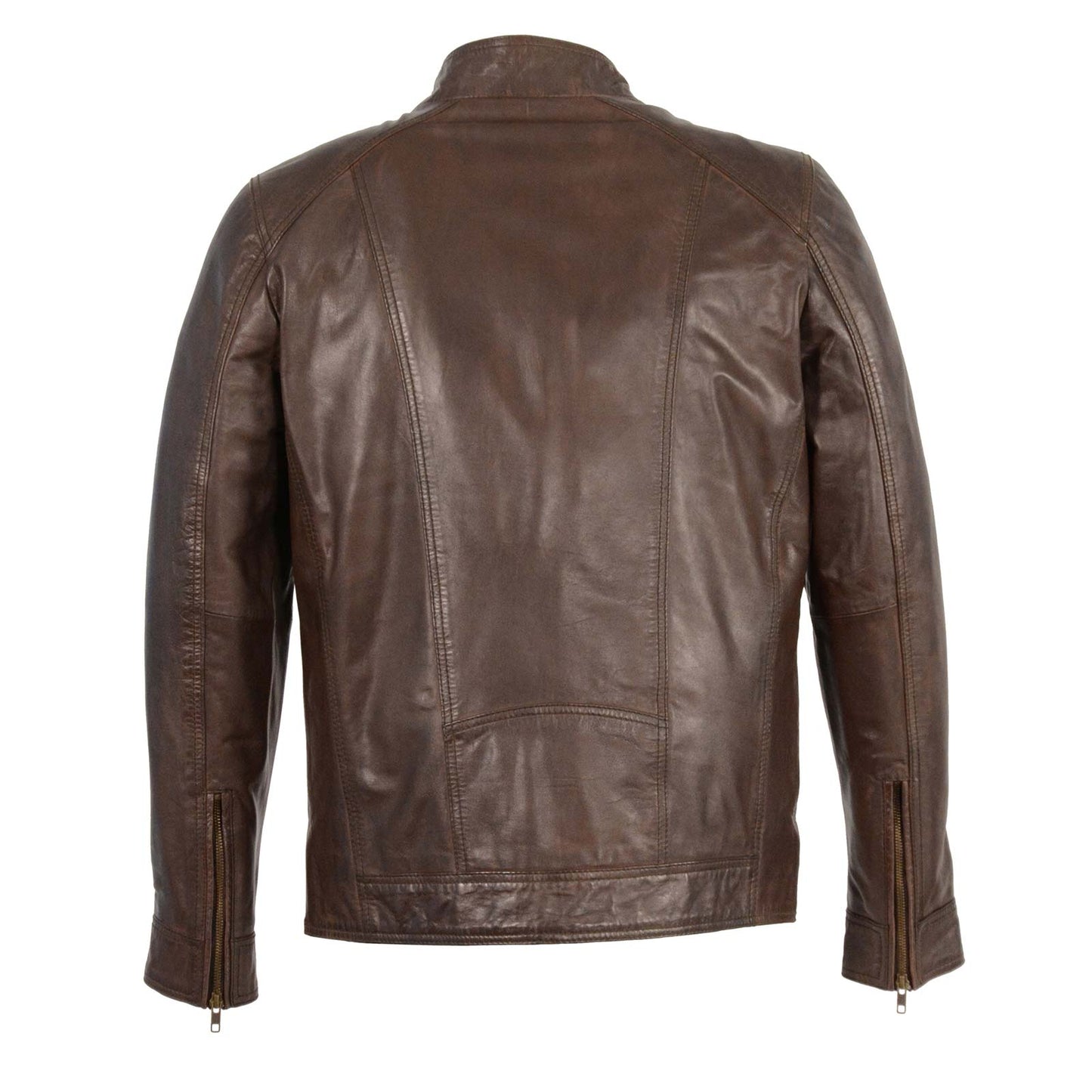 Milwaukee Leather SFM1860 Men's Broken Brown Leather Jacket with Front ...