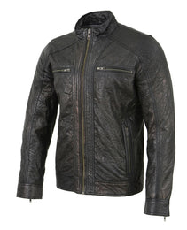 Milwaukee Leather SFM1861 Men's Two-Tone Leather Jacket with Front Zipper Closure