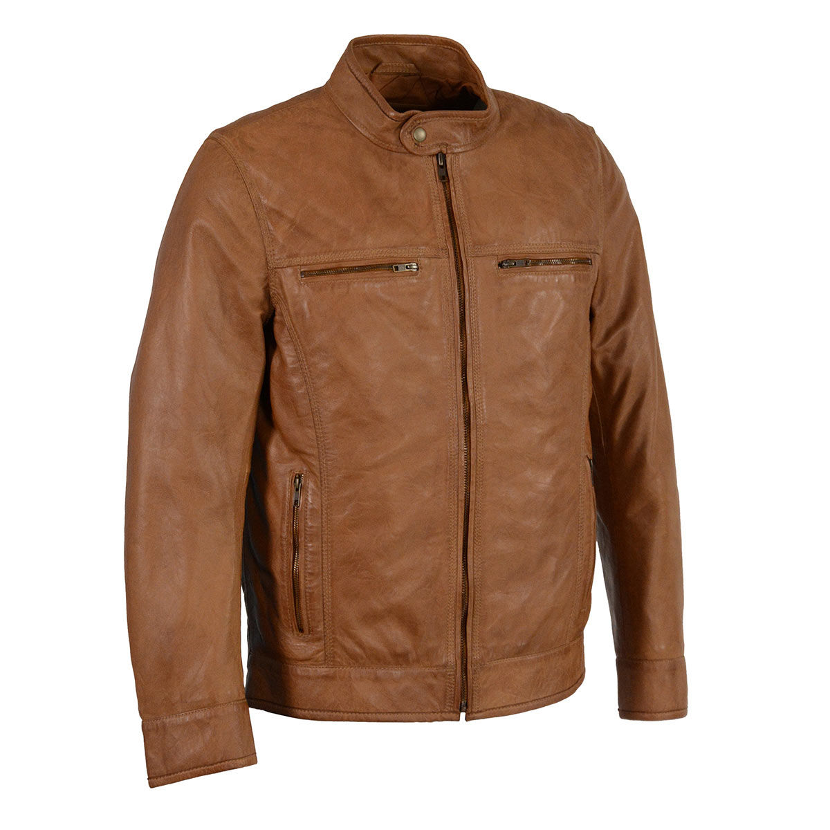 Milwaukee Leather SFM1865 Mens Saddle Classic Zipper Front Leather Jacket
