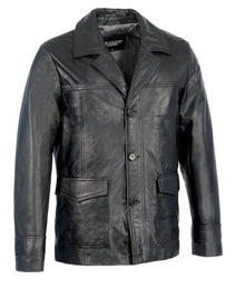 Milwaukee Leather Men's Black Leather Button Closure Blazer Car Coat Fashion Jacket SFM1870