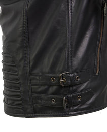 Milwaukee Leather SFM1885 Men's Black Leather Fashion Jacket with Piping Design