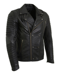 Milwaukee Leather SFM1885 Men's Black Leather Fashion Jacket with Piping Design