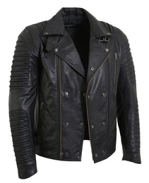 Milwaukee Leather SFM1885 Men's Black Leather Fashion Jacket with Piping Design