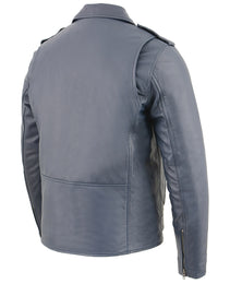 Milwaukee Leather SFM1890 Men's Blue Leather Classic Moto Leather Jacket