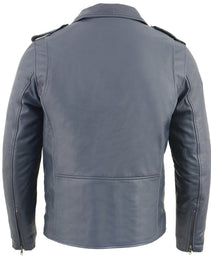 Milwaukee Leather SFM1890 Men's Blue Leather Classic Moto Leather Jacket
