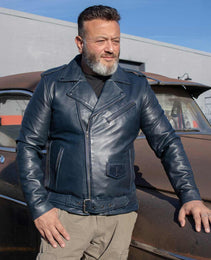 Milwaukee Leather SFM1890 Men's Blue Leather Classic Moto Leather Jacket
