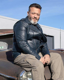 Milwaukee Leather SFM1890 Men's Blue Leather Classic Moto Leather Jacket