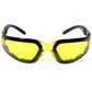Hot Leathers Rider Sunglasses with Padding and Yellow Lenses SGF1047