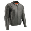 Milwaukee Leather Men's Scooter Black Vented Motorcycle Leather Jacket w/ Side Laces SH1010