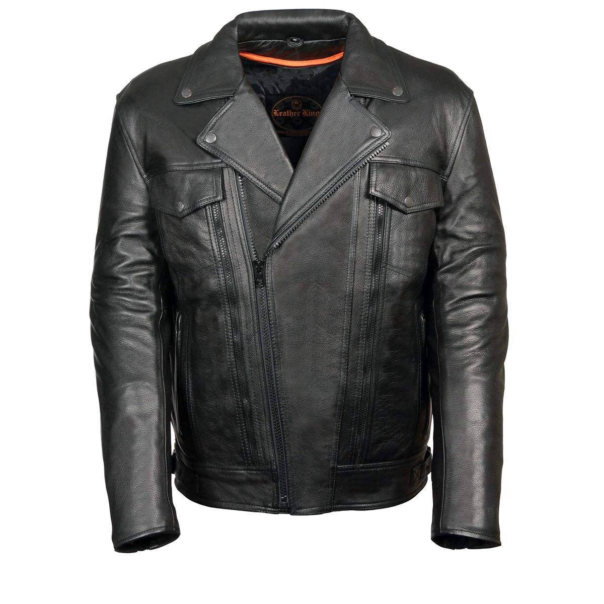 Milwaukee Leather ML1018 Men's Black Motorcycle Jacket with Utility Pockets