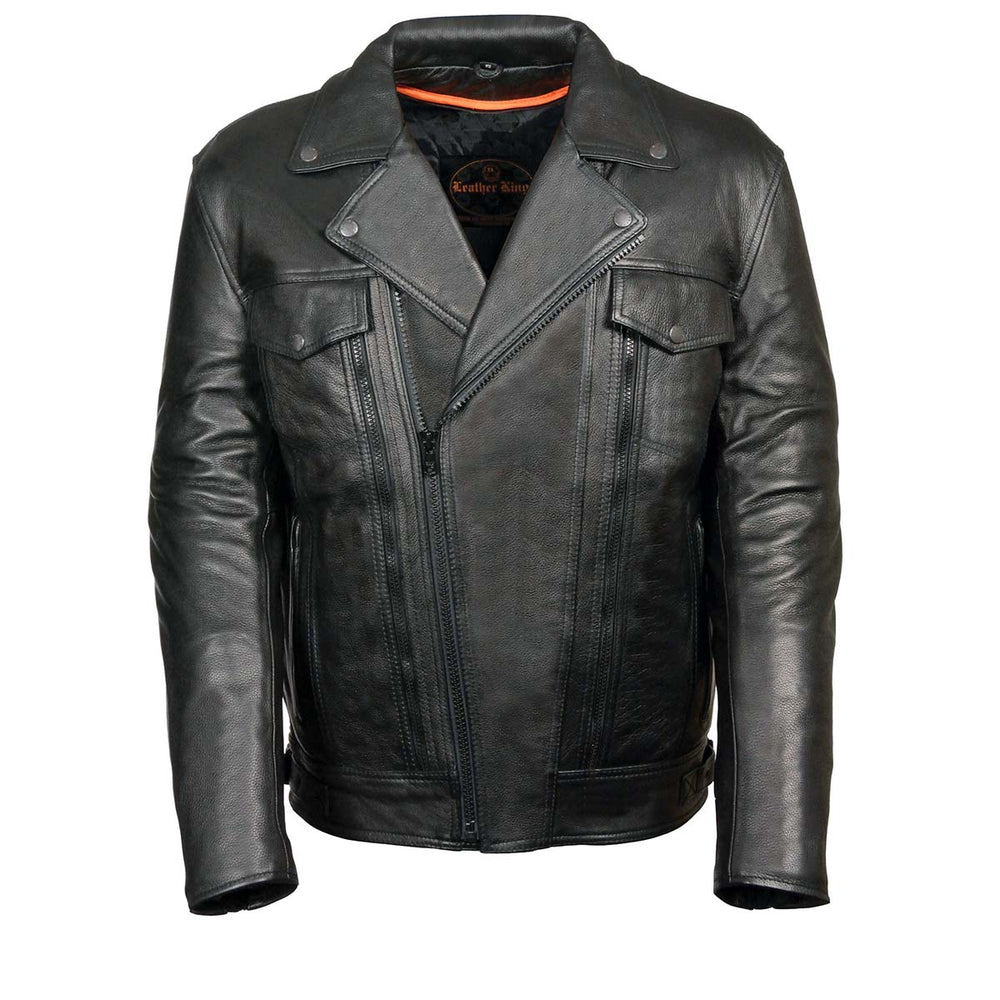 Milwaukee Leather ML1018 Men's Black Motorcycle Jacket with Utility Pockets