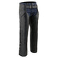 Milwaukee Leather SH1103 Men's Black Leather Slash Pocket Chaps with Snap Out Liner