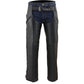 Milwaukee Leather Men's Black Leather Slash Pocket- Biker Motorcycle Riders Chap- SH1103NL
