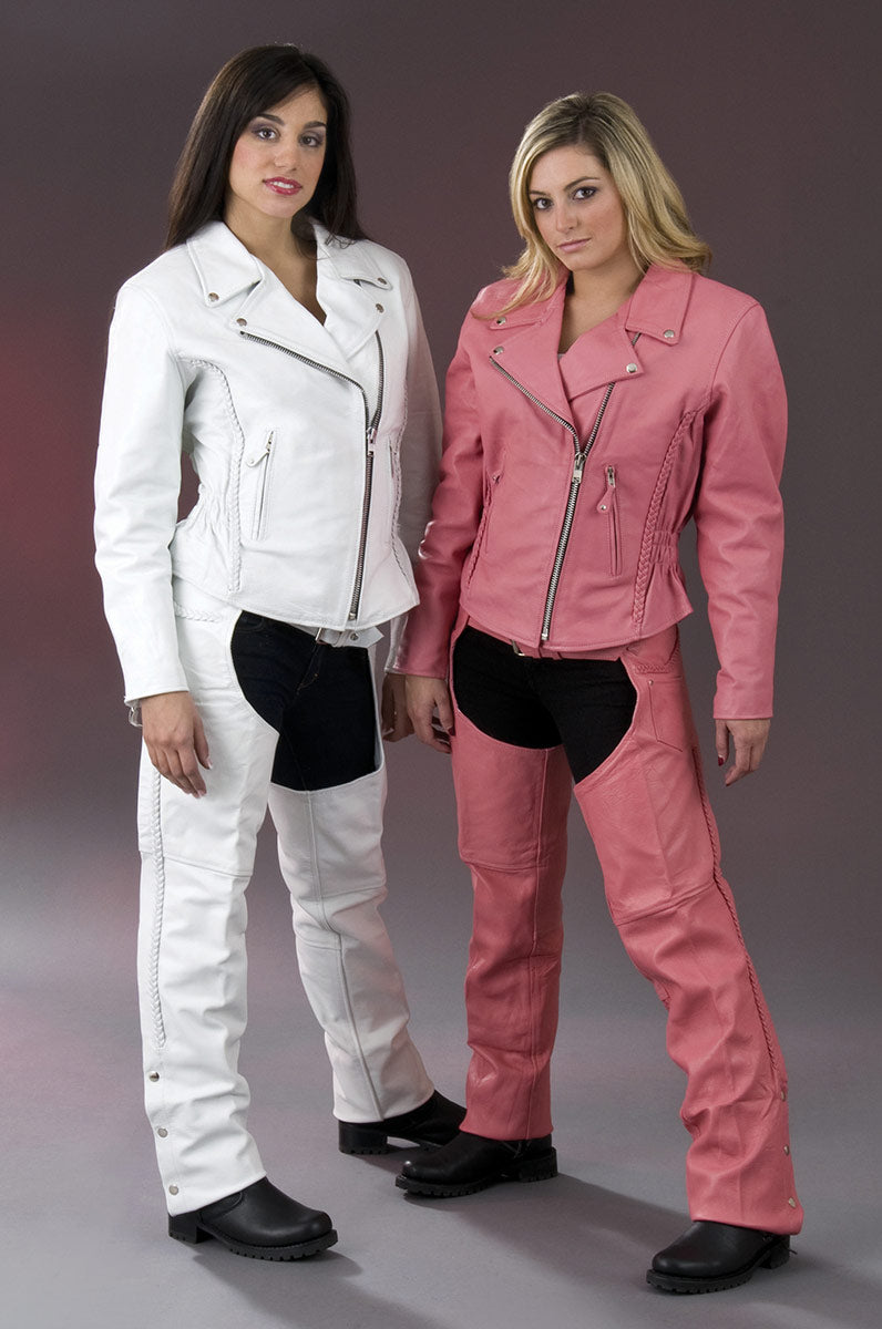 Milwaukee Leather SH1135 Women's 'Braided' White Classic Leather Chaps ...