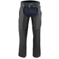 Milwaukee Leather Chaps for Men's Black Prime Leather Zipped Thigh Pocket- Mesh Lined Motorcycle Rider Chap- SH1190