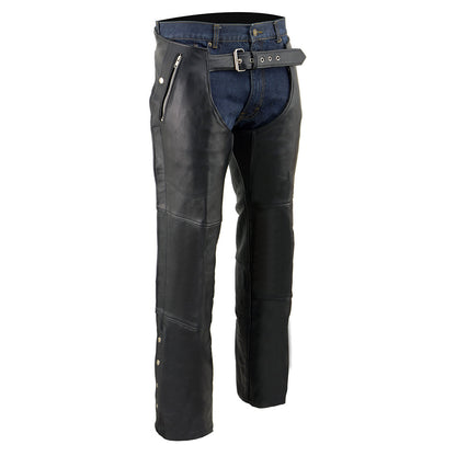 Milwaukee Leather SH1191C Men's 'Hip Set' Black Leather Chaps with Four Pockets