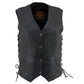 Milwaukee Leather SH1227L Women's Black Leather Side Laces Classic Western Motorcycle Rider Vest W/4-Snaps Closure