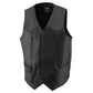 Milwaukee Leather SH1310Tall Men's Black Leather Classic V-Neck Motorcycle Rider Vest w/ Snap Button Closure