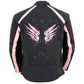 Milwaukee Leather SH1954 Women's Black and Pink Textile Jacket with Stud and Wings Detailing
